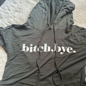 Fashion Nova Black Crop Top Hoodie